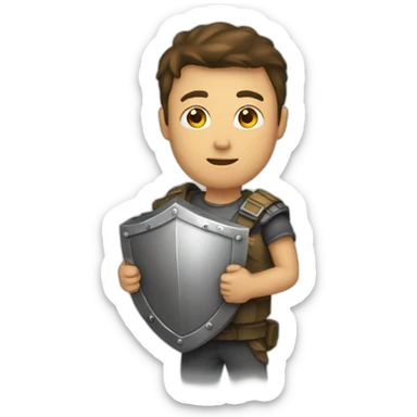 Someone holding a shield sticker