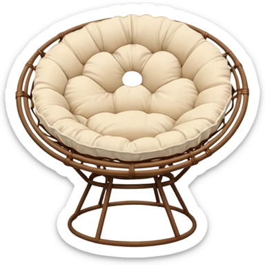 Light brown Papasan chair with cream cushion sticker