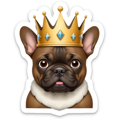 Black and brown frenchie wearing a king’s crown  sticker
