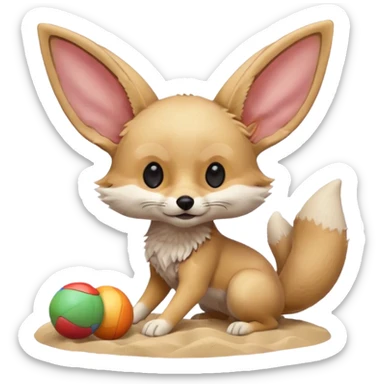 fennec playing with toys  sticker