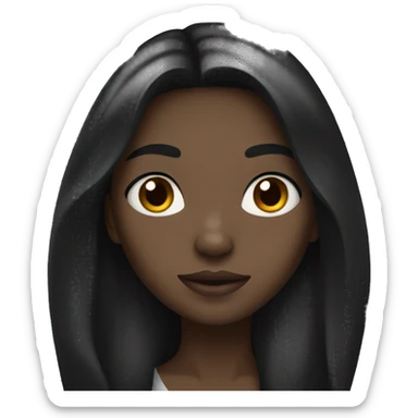 Girl with black long hair and white skin and brown eyes sticker