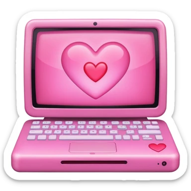 Pink computer with a little heart in the middle sticker