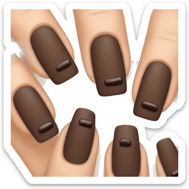 manicure with dark brown square nails sticker