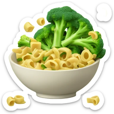 dish with macaroni and pieces of broccoli sticker