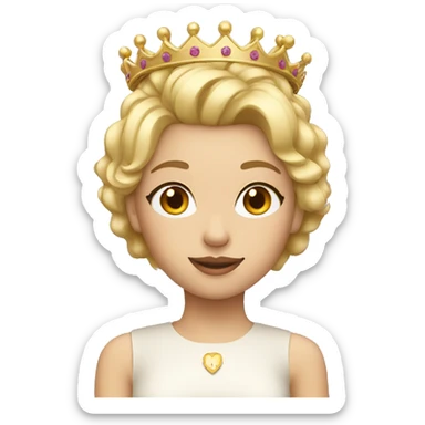 Blonde girl with short hair and a crown  sticker
