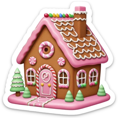 Simple Gingerbread house pink sticker