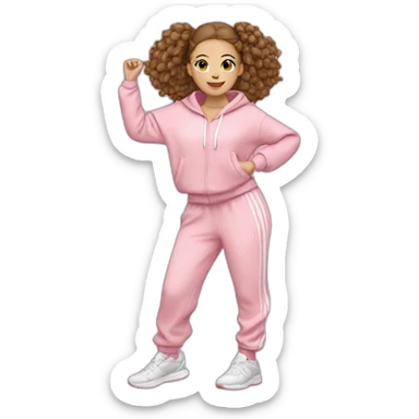 dancing-brown-haired-white-girl-pink-oversize-tracksuit sticker