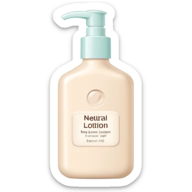 Neutral beige body lotion bottle with pump, pastel backdrop sticker