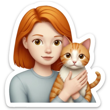 Ginger person stroking a cat sticker