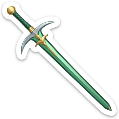 Double-edged arched sword with green color sticker