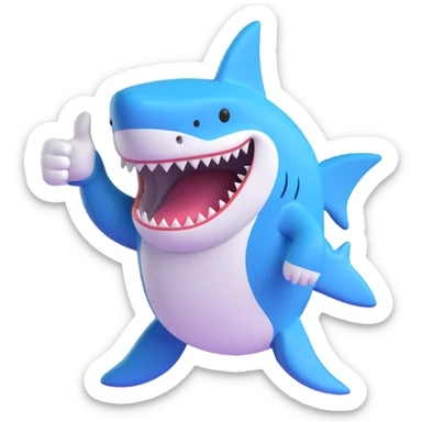 shark giving a thumbs up sticker