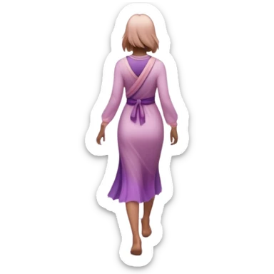 A small figure walks back across a foggy bridge, holding soft pink and purple orbs in each hand—symbolizing compassion and forgiveness. A gentle heart aura trails behind them, showing healing in motion. sticker