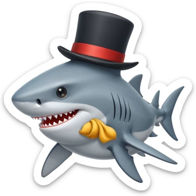 Shark with a top hat sticker