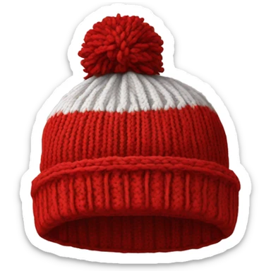 red knitted winter beanie on its own sticker