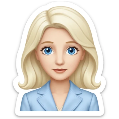 Patty Andrews from The Andrews Sisters with blue eyes, long platinum blonde hair, ivory outfit sticker