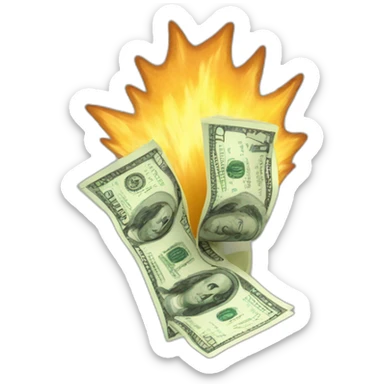 Make an image of money starting to explode sticker