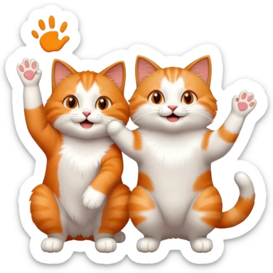 Very happy cat high-fiving another cat friend sticker