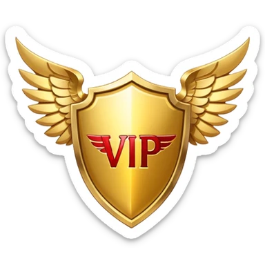 Gold shield with wings and VIP text in the center sticker