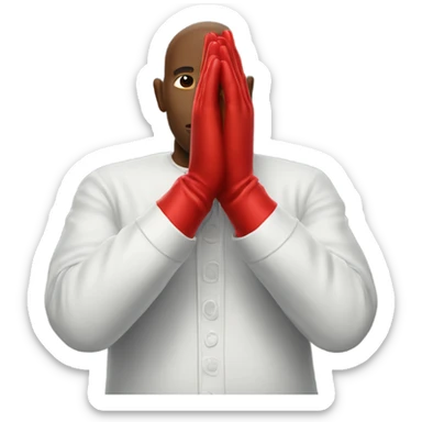 Prayer hands wearing red gloves sticker