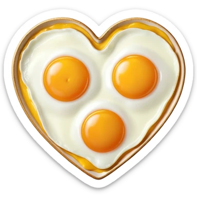 fried egg in the shape of a heart sticker