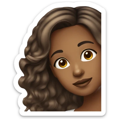 brown girl with dark brown hair and highlights balyage  sticker