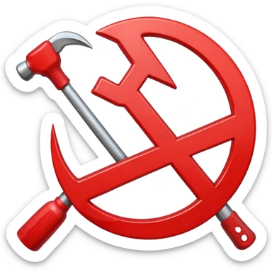 crossed-out communist symbol hammer and sickle with red prohibition sign over it sticker