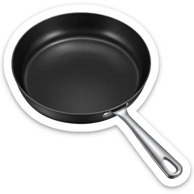 a black pan and spatula inside sticker