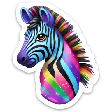 Lisa frank rainbow zebra with glitter purple stripes sticker