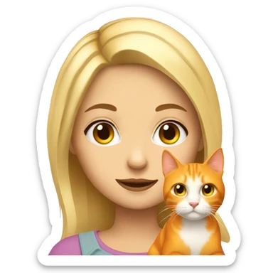 Blondie girl with orange cat  sticker
