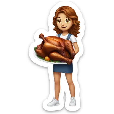Make a big back turkey leg girl with brown stringy hair sticker