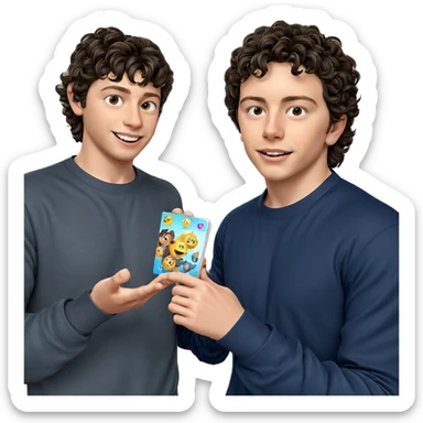 smiling boy in black shirt sticker