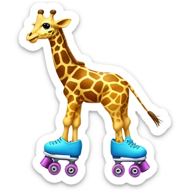 Giraffe on roller skates  sticker