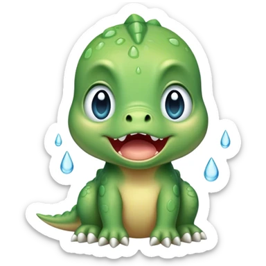 baby dinosaur crying tears sad sticker