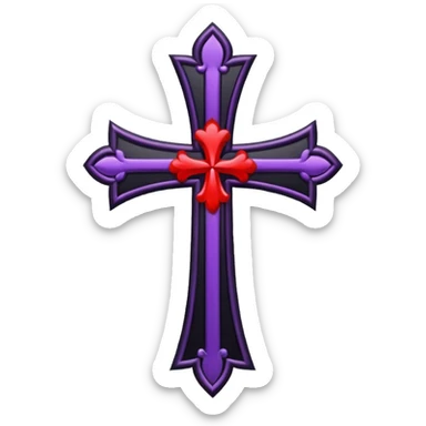 Gothic tall black and red and purple cross with white laces sticker