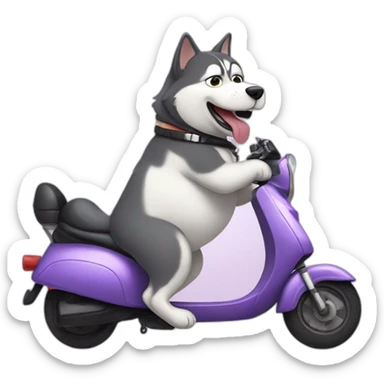 fat husky on scooter sticker