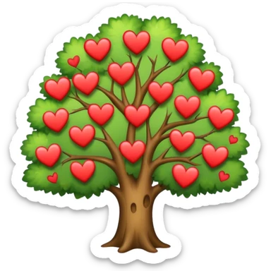 A tree with hearts in it sticker