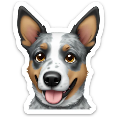 blue heeler with one ear up and one ear bent sticker