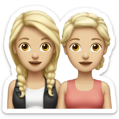 2 white female  with blonde hair 1 brunette white female sticker