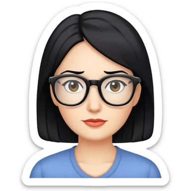 A mom with black hair and glasses  sticker