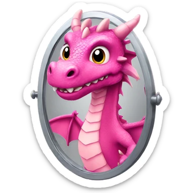Pink dragon looking in mirror sticker