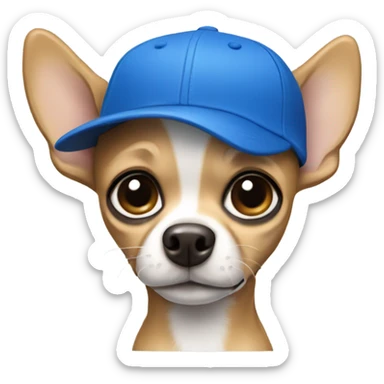 Chihuahua wearing blue baseball cap  sticker