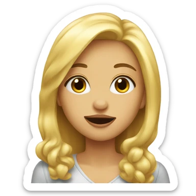 A blonde girl sends an air kiss sticker