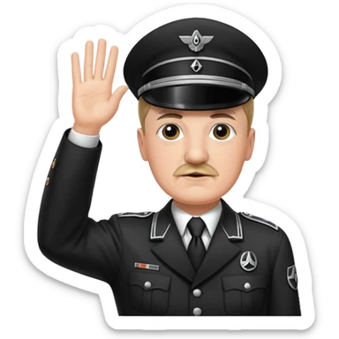 Hitler raising one hand straight up like a salute in Black SS uniform  sticker