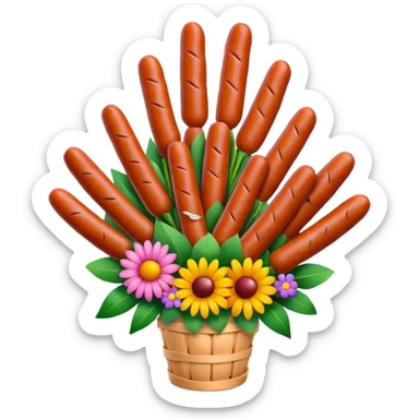Make emoji flower bouqet from base sausage sticker