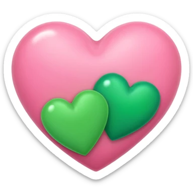 pink & green heart sticker