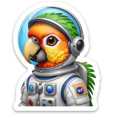 parrot with astronaut suit sticker