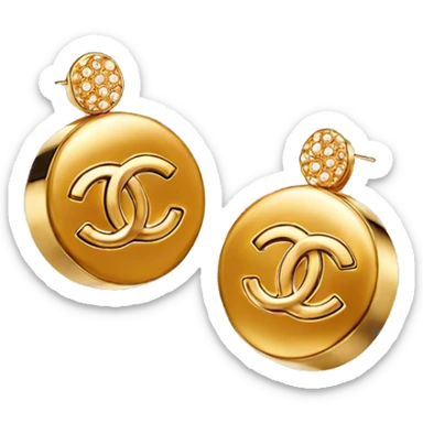 Golden Chanel dot earrings sticker