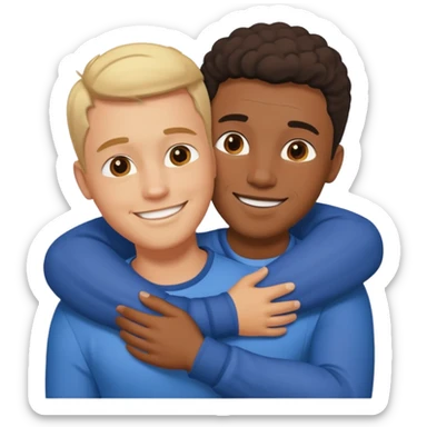 interracial gay couple hugging sticker