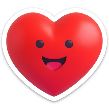 3D emoji style classic red heart, shiny and voluminous sticker