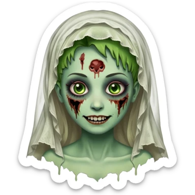 sweet smiling zombie bride sticker